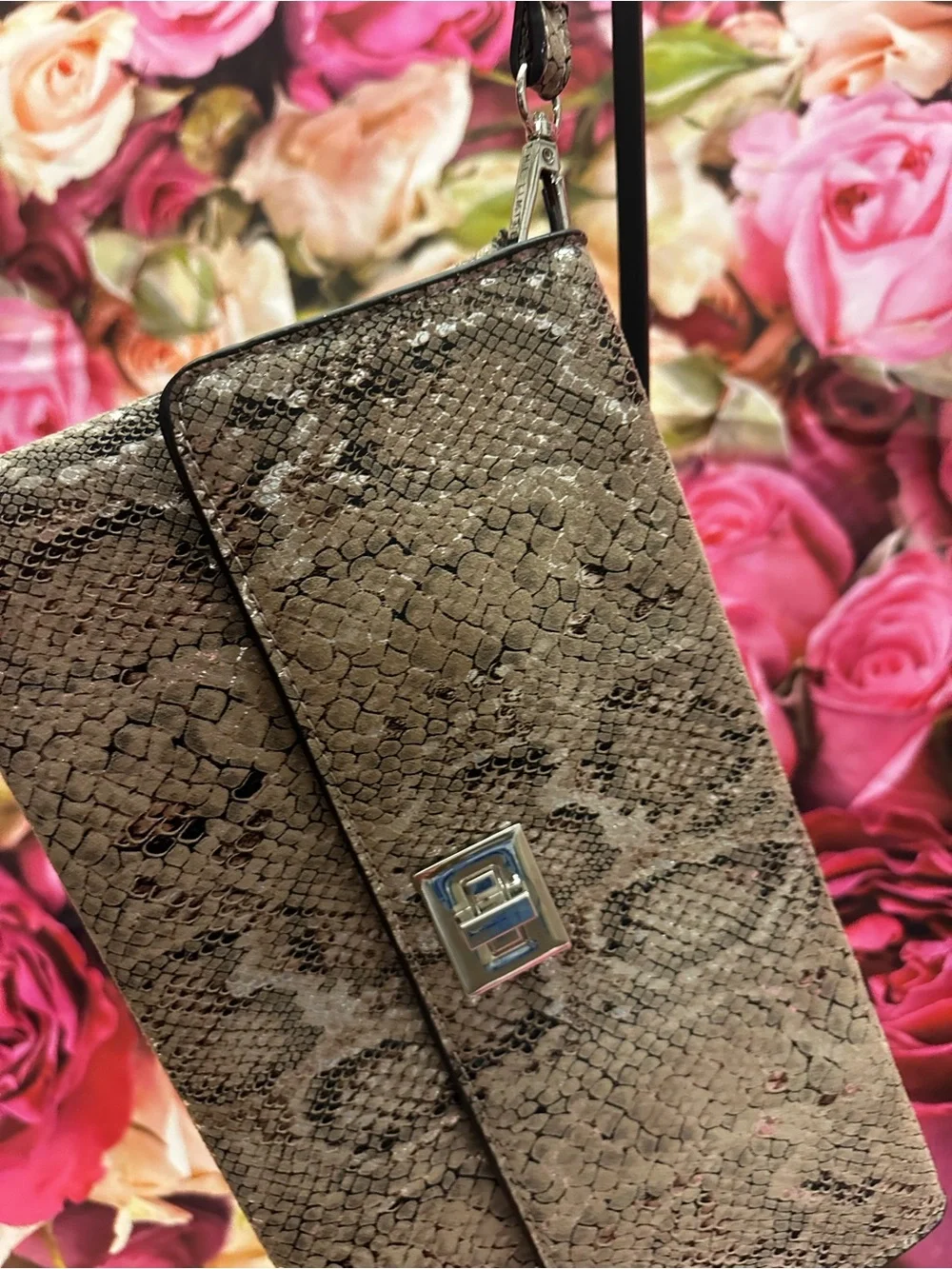 Antique faux Snake-Embossed Wristlet/ Clutch